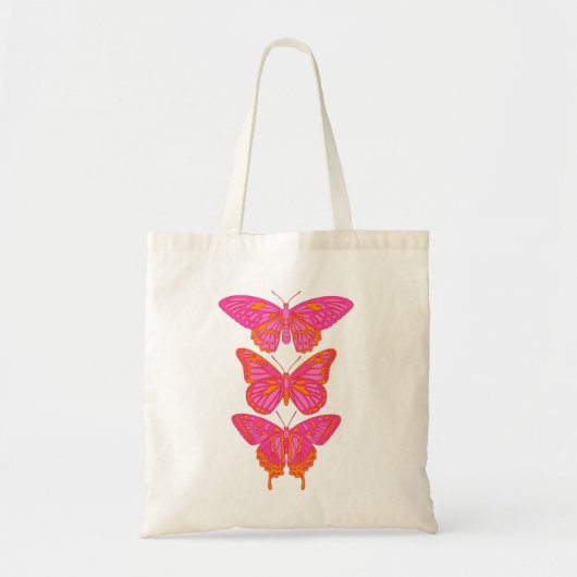 Feminine Pink Butterfly Tote トートバッグ (正面)