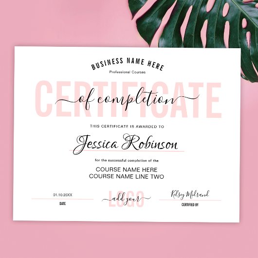 Feminine Pink Certificate Award Downloadable ポスター