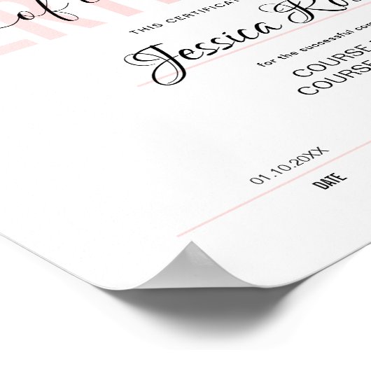 Feminine Pink Certificate Award Downloadable ポスター (角)