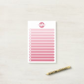 Feminine Pink Gradient Monogram To Do List ポストイット (デスク上)