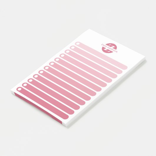 Feminine Pink Gradient Monogram To Do List ポストイット (アングル)