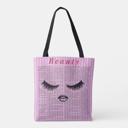 Feminine Pink Shoulder Tote with Lash Illustration トートバッグ (裏面)