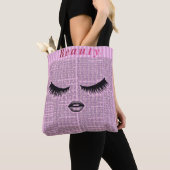 Feminine Pink Shoulder Tote with Lash Illustration トートバッグ (クローズアップ)