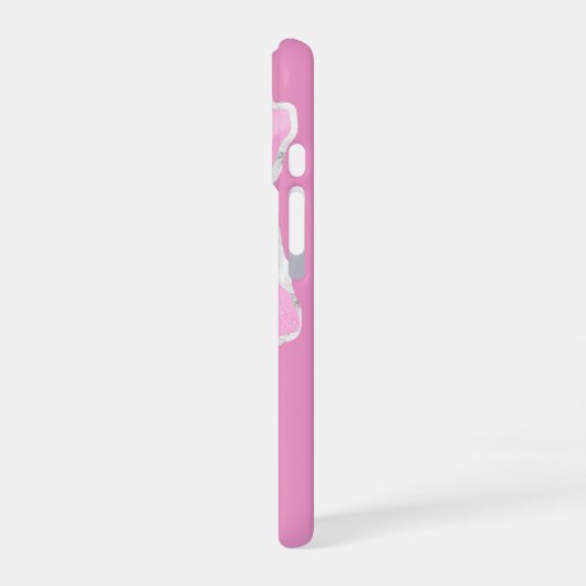 Feminine Pink & Silver Glitter Agate 4 photos iPhone 16ケース (左側面)