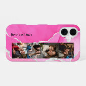 Feminine Pink & Silver Glitter Agate 4 photos iPhone 16ケース (裏面横)