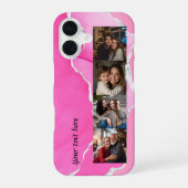 Feminine Pink & Silver Glitter Agate 4 photos iPhone 16ケース (裏面)
