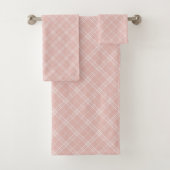 Feminine Plaid Towel Elegant Rose Gold Accent バスタオルセット (インサイチュ)