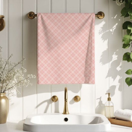 Feminine Plaid Towel Elegant Rose Gold Accent バスタオルセット