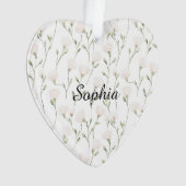 Feminine Pretty Blush Pink Flowers Christmas オーナメント (正面)