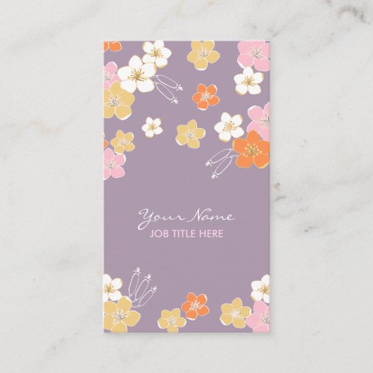 Feminine purple pink white hawaiian exotic flowers 名刺 (正面)