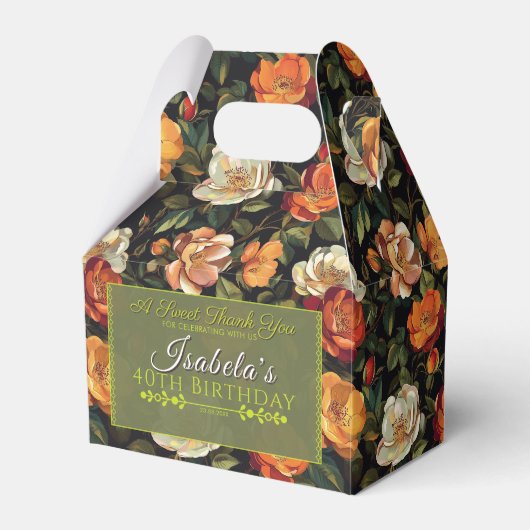 Feminine Rose Floral Birthday Celebration フェイバーボックス (正面サイド)