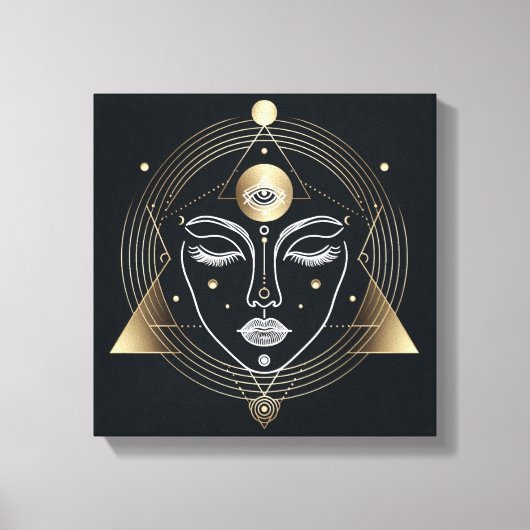 Feminine Third Eye with Golden Geometry キャンバスプリント (正面)
