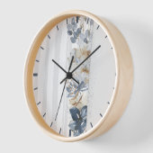 Feminine Watercolor Flowers on Striped Background 壁時計 (傾斜)