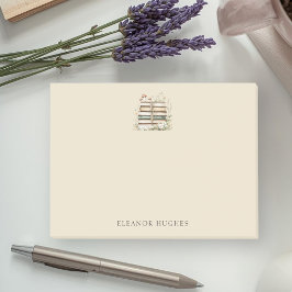 Feminine Watercolor Vintage Books and Wildflowers ポストイット