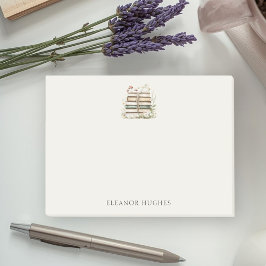 Feminine Watercolor Vintage Books and Wildflowers ポストイット