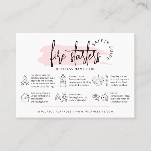 Feminine Wax Fire Starters Safety Instructions 名刺 (正面)