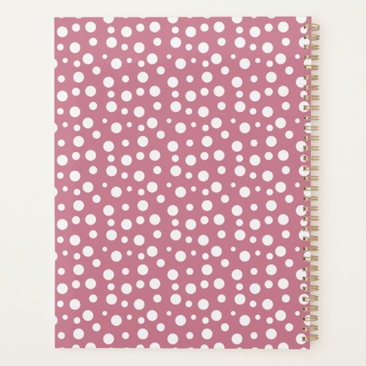 Feminine White Blush Pink Polka Dot Pattern プランナー手帳 (裏面)