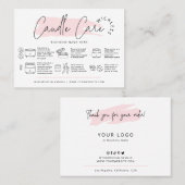 Feminine Wickless Candle Care Instructions Guide 名刺 (正面/裏面)