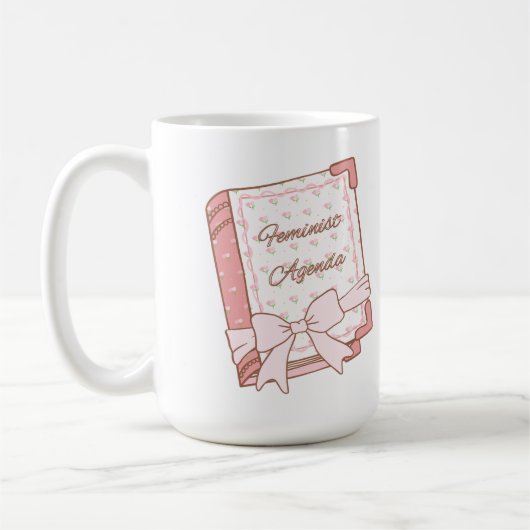 Feminist Agenda Girly Book Design | Cute Pink コーヒーマグカップ (左)