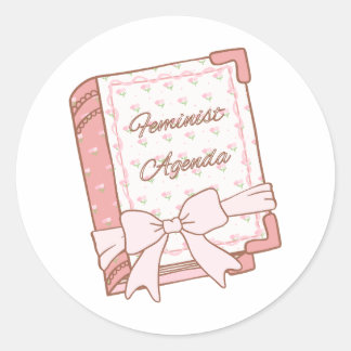 Feminist Agenda Girly Book Design | Cute Pink ラウンドシール