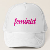 Feminist hot pink text キャップ (正面)