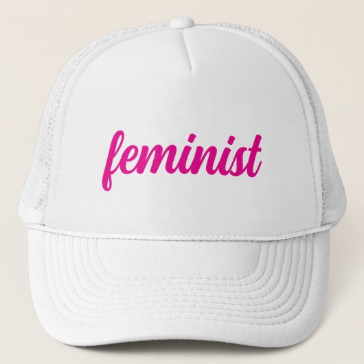 Feminist hot pink text キャップ (正面)