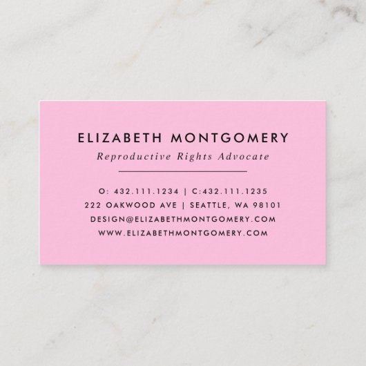 Feminist Pink 名刺 (裏面)