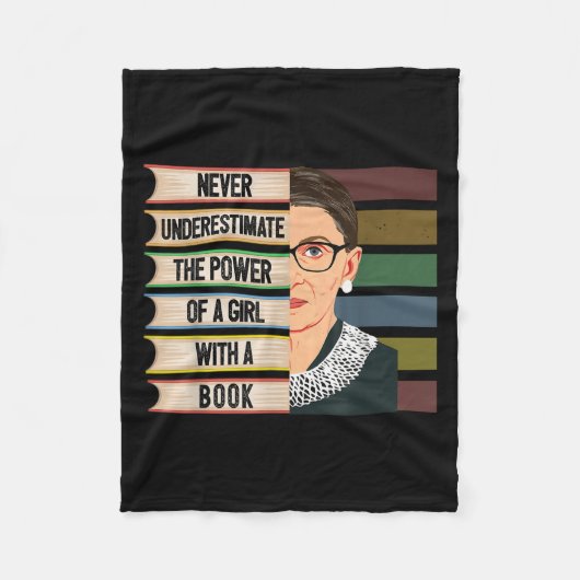 Feminist Ruth Bader Ginsburg Rbg Quote Girl With B フリースブランケット (正面)