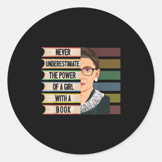 Feminist Ruth Bader Ginsburg Rbg Quote Girl With B ラウンドシール (正面)