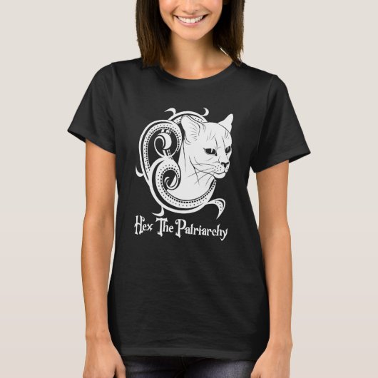 Feminist Witch Black Cat Hex The Patriarchy Tシャツ (正面)