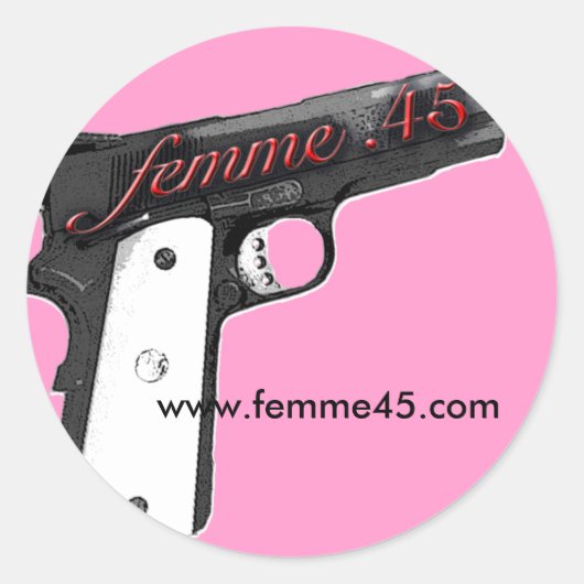 Femme .45プロモステッカーピンク ラウンドシール (正面)