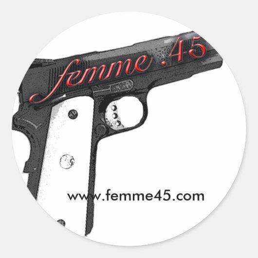 Femme.45ロゴのステッカー ラウンドシール (正面)