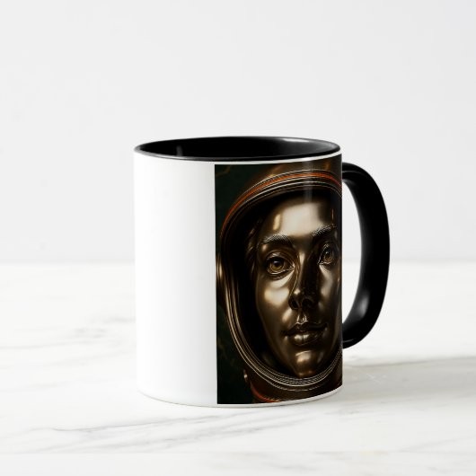 Femme cosmonaute bronze 3D マグカップ (正面右)