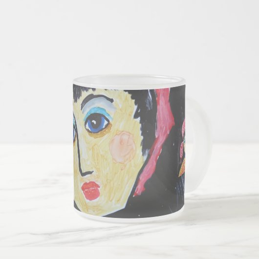 Femme FataleのMug赤い帽子クラブ女性 フロストグラスマグカップ (正面右)