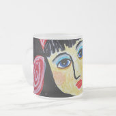 Femme FataleのMug赤い帽子クラブ女性 フロストグラスマグカップ (正面左)