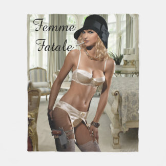 Femme Fatale 1920s -喫煙と銃 フリースブランケット
