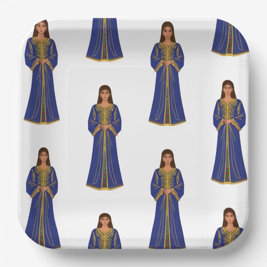 Femme marocaine en Motif Caftan ペーパープレート (正面)