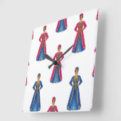 Femme marocaine en Motif vestimentaire traditionne スクエア壁時計 (傾斜)