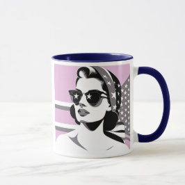 Femme rétro aux lunettes étoilées. マグカップ