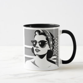 Femme rétro aux lunettes étoilées. マグカップ