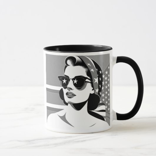 Femme rétro aux lunettes étoilées. マグカップ (右)