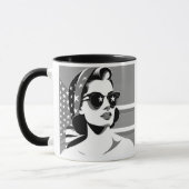Femme rétro aux lunettes étoilées. マグカップ (左)