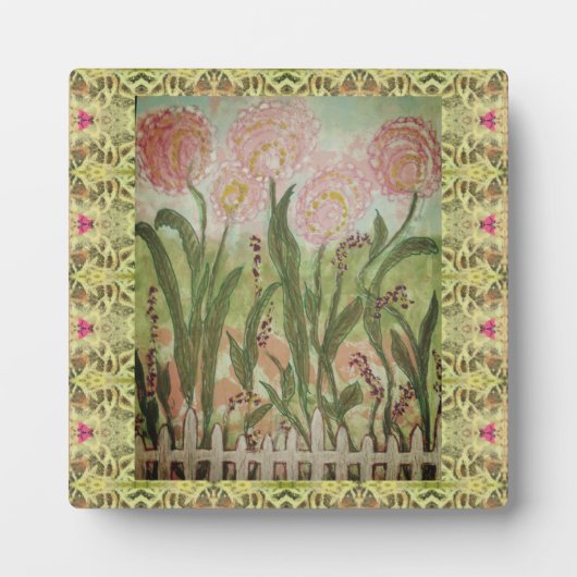 Fenced Pink Flowers フォトプラーク (正面)