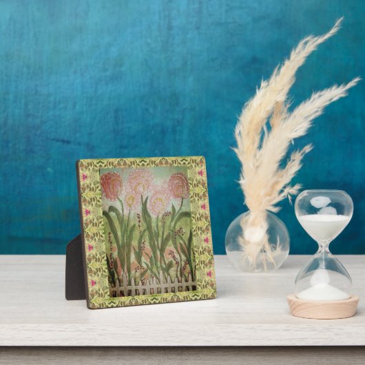 Fenced Pink Flowers フォトプラーク (インサイチュ)