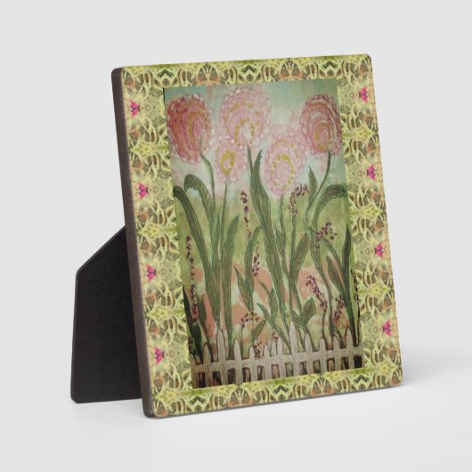 Fenced Pink Flowers フォトプラーク (正面)