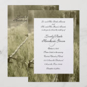 FencepostとBarbed Wire素朴の結婚略 招待状 (正面/裏面)