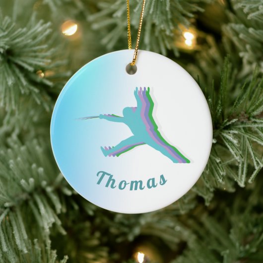 Fencerカラフルシルエットフェンシング少年の名前カッコいい セラミックオーナメント (ツリー)