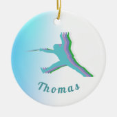 Fencerカラフルシルエットフェンシング少年の名前カッコいい セラミックオーナメント (正面)