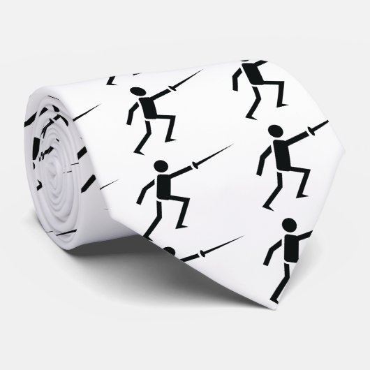 Fencer black silhouette with sword fencing custom ネクタイ (ロール)