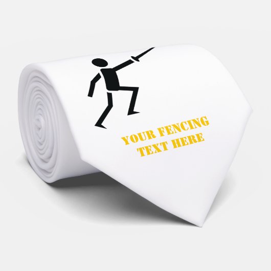 Fencer black silhouette with sword fencing custom ネクタイ (ロール)